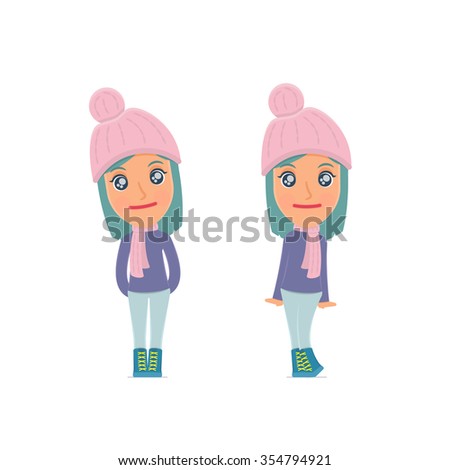 [[stock_photo]]: Cute And Affectionate Character Winter Girl In Shy And Awkward P