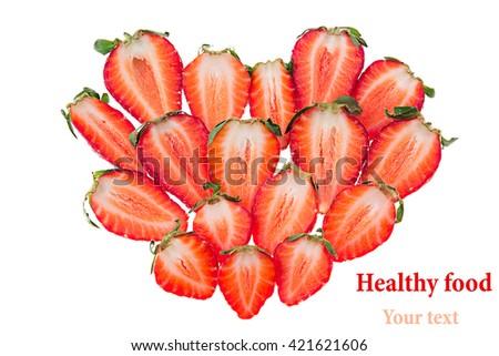 Stock fotó: Omposition Of Heart Shaped Of Strawberry Slices Isolated Strawberry Pattern Valentines