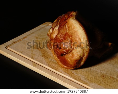 ストックフォト: Christmas Smoked Bacon Chopped Slices On Wooden Board With Spices