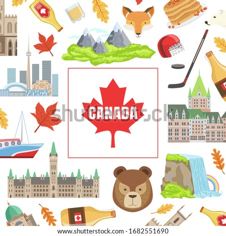 Stock foto: Vector Flat Style Illustration Of Canadian Maple Syrup And Bear