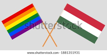 ストックフォト: Hungary Lgbt Flag Hungarian Symbol Of Tolerant Gay Sign Rainbo