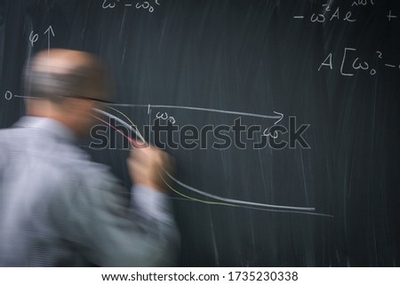 Stock fotó: Math Teacher Drawing Fuction Graph On A Blackboard During Math