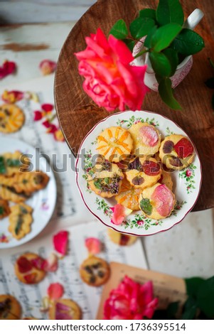 Floral Petals Sour Cream Cookiesstyle Vintage Сток-фото © zoryanchik