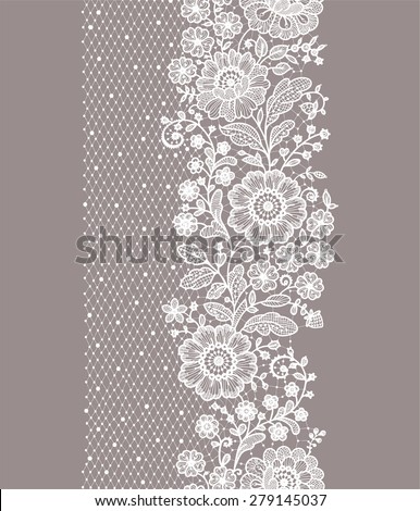 Stock photo: Floral Retro Lace Vector Pattern - Valentines Day Wedding Celebration Monochrome Openwork Design
