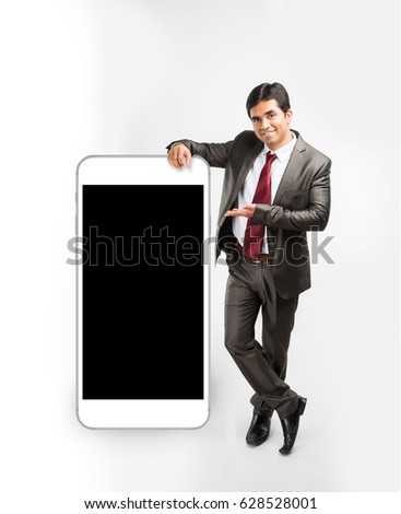 Stock photo: African Businessman And Smartphone With Big Screen