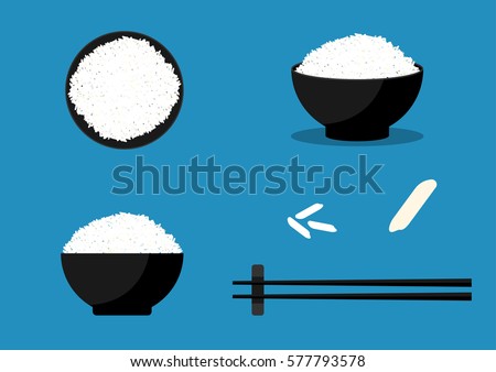 Stok fotoğraf: Black Bowls With Boiled Organic Basmati Vegetable Rice Yellow Corn And Peas With Black Chopsticks O