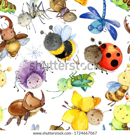 Foto stock: Cartoon Cute Hand Drawn Spring Seamless Pattern