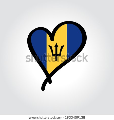 ストックフォト: National Flag Of The Barbados In The Shape Of A Heart And The Inscription I Love Barbados Vector Il