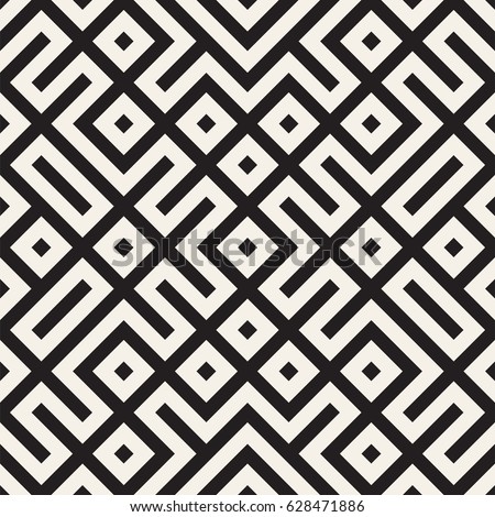Foto stock: Geometric Ethnic Background With Symmetric Lines Lattice Vector Abstract Seamless Pattern