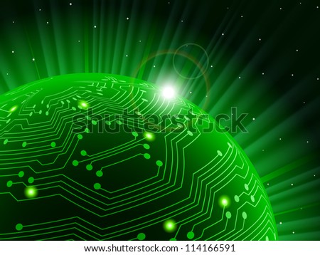 3d Globe With Electric Circuit Vector Illustration Stockfoto © bellenixe