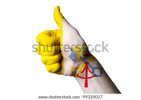 Stockfoto: Vatican National Flag Thumb Up Gesture For Excellence And Achiev