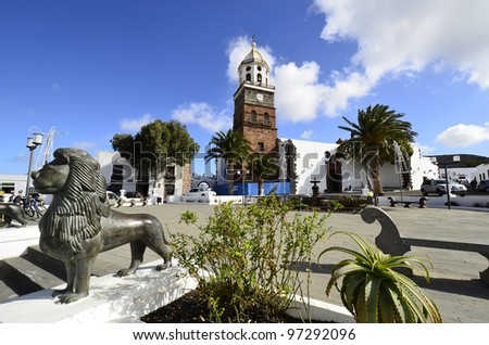 Foto stock: Teguise Lanzarote Canary Island Church Iglesia De Nuestra Sen