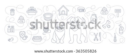 Foto stock: Animal Pets Grooming And Healthcare Flat Horizontal Header Banner