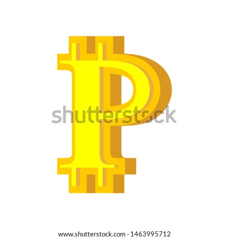 Foto stock: P Letter Bitcoin Font Cryptocurrency Alphabet Lettering Virtua