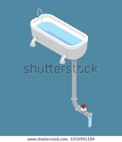 Stockfoto: Bath Isometric Isolated Water Pipes Pipe For Water Removal Se