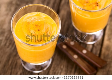 Stock photo: Homemade Pumpkin Mousse Or Cream In Glasses Sprinkled With Cinna