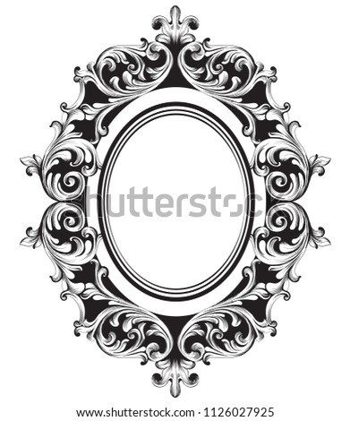 Imagine de stoc: Vintage Baroque Mirror Framevector French Luxury Rich Intricate Ornaments Victorian Royal Style D