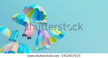 Сток-фото: Travel Bag And Parachute On White Background Isolated 3d Illust