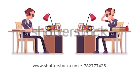 Foto stock: Female Police Office Isolated On The White