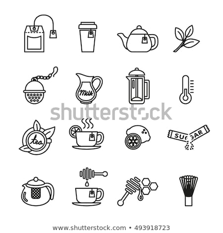 Foto stock: Tea Ceremony Tradition Collection Icons Set Vector