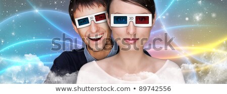 Stock fotó: Portrait Of Young Stylish Modern Man Wearing 3d Glasses Watching