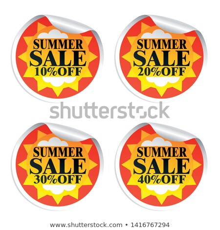 Foto stock: Summer Discount And 30 Percentages Off In Label With Sun