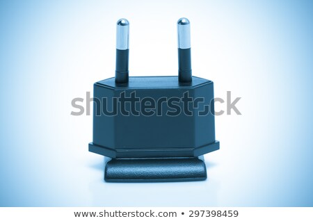 Stockfoto: Closeup Of A Power Plug Europe Version Blue Tone