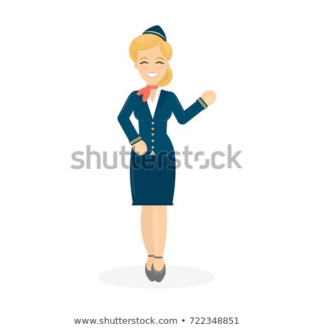 ストックフォト: Young Airhostess Saluting Isolated On White