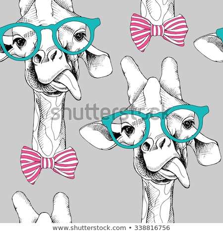 Stok fotoğraf: Sketch Giraffe Vector Vintage Seamless Pattern