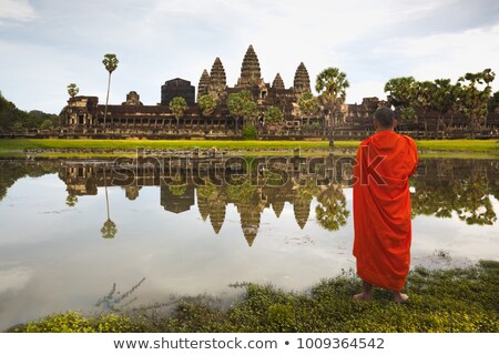 Stock photo: Buddhist Monk At Angkor Thom Temple Angkor Wat Complex