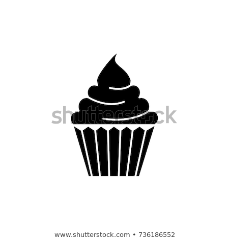 Stok fotoğraf: Vector Black And White Cupcakes