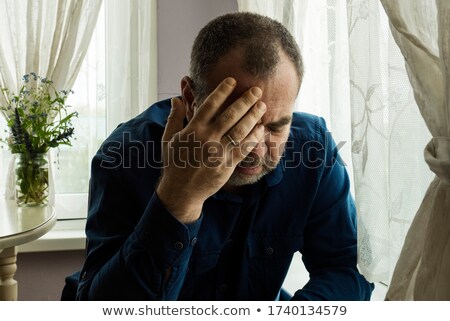 Foto stock: Depressive Sad Man Profile Portrait