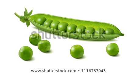 Stok fotoğraf: Green Peas With Leaves On White Background