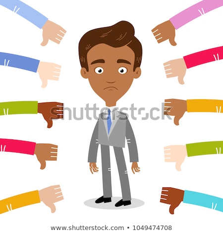 Foto stock: Disappointed Asian Businessman With Thumb Down