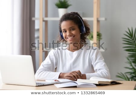 Foto stock: Happy Young Teenage Girl With Headphones