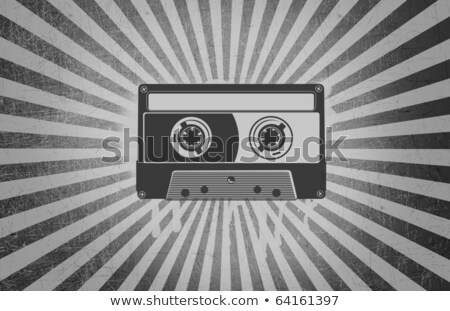 Cassette Tape Over Grey Background Rays Grunge Foto stock © swatchandsoda