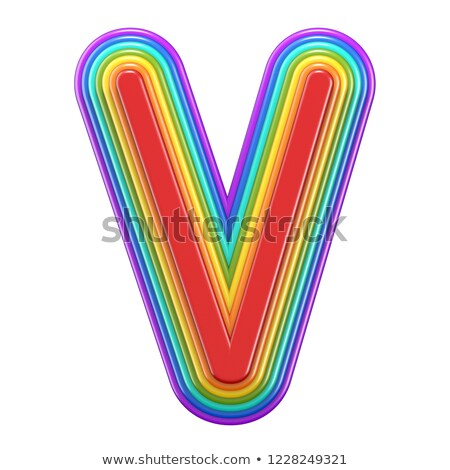 Stockfoto: Concentric Rainbow Font Letter V 3d