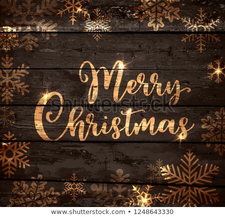 Christmas Wooden Background With Snowfllakes Stock foto © Artspace