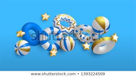 Stock photo: Holiday Summer Card Template Of 3d Gold Life Saver