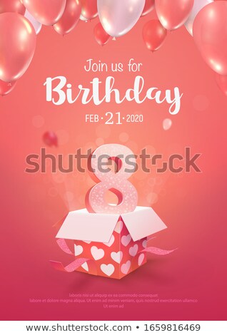 Stock photo: Children 8th Birthday Greeting Card Vector Template