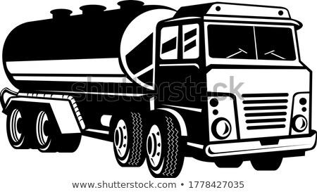 Stock fotó: Tank Truck Fuel Truck Or Tanker Truck Retro Woodcut Black And White