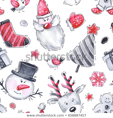 Stock photo: Christmas And New Year Card With Gift Mittens