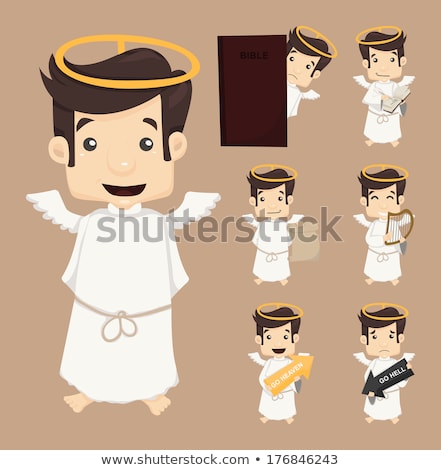 Stock foto: Young Man With Angel Illustrated Wings