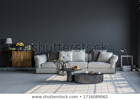 Foto d'archivio: Spacious Living Room With Grey Sofas