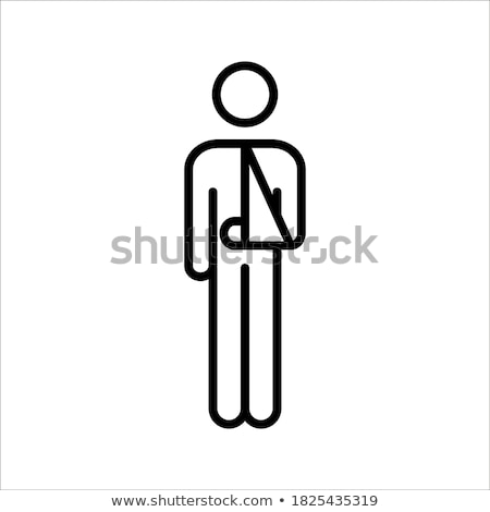 Stockfoto: Black Bone With Medicine Bandage Silhouette Cartoon Drawing Design