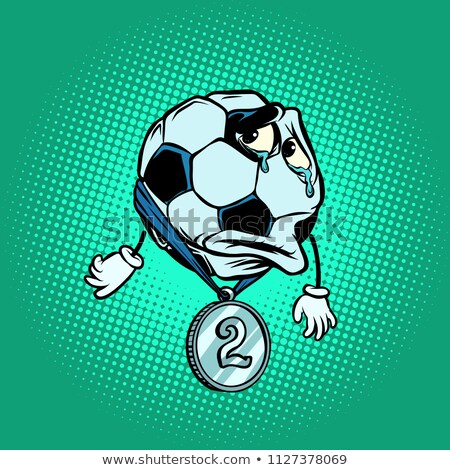 Foto d'archivio: Failure Second Place Silver Medal Character Soccer Ball Footbal