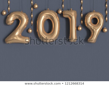 Stock foto: 3d Gold Metal 2019 On Gray Background