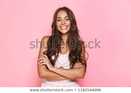 Zdjęcia stock: Image Of Charming European Woman 20s With Long Hair Smiling And