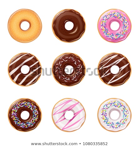 Stok fotoğraf: Colorful Donuts On Rose Background