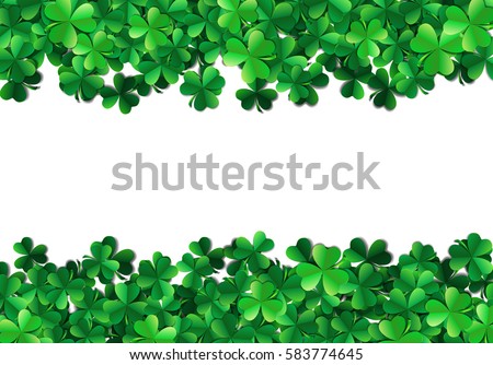 Stok fotoğraf: Saint Patricks Day Background With Sprayed Green Clover Leaves O